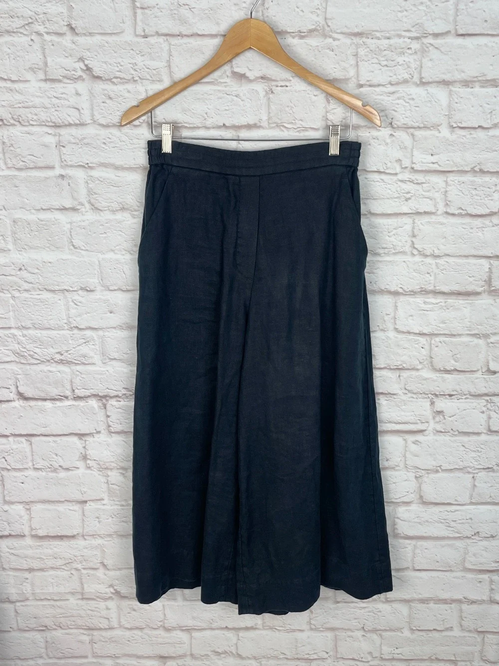 COS Black 100% Linen Wide Leg Pants Size XS